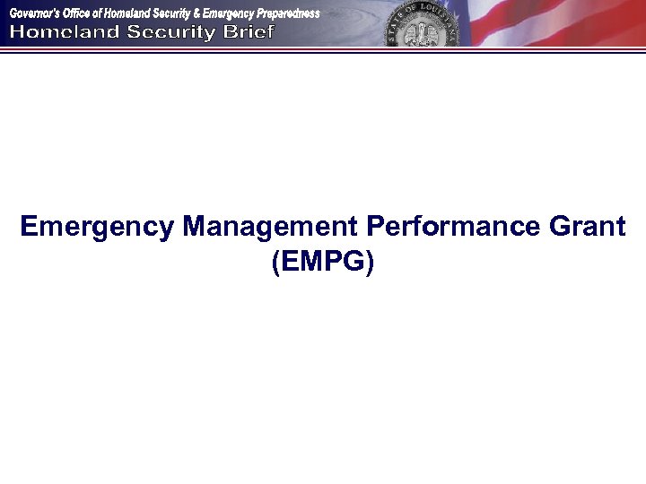 Emergency Management Performance Grant (EMPG) 
