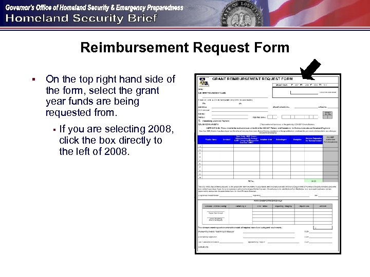 Reimbursement Request Form § On the top right hand side of the form, select