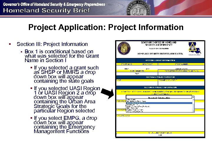 Project Application: Project Information § Section III: Project Information § Box 1 is conditional