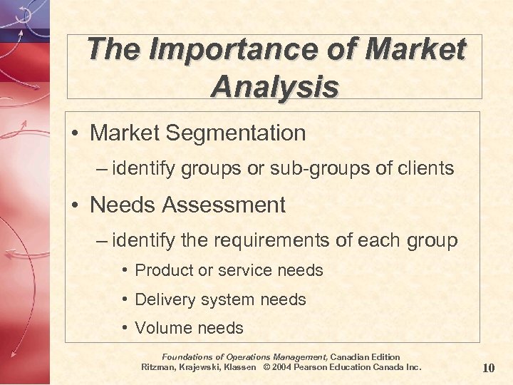 The Importance of Market Analysis • Market Segmentation – identify groups or sub-groups of