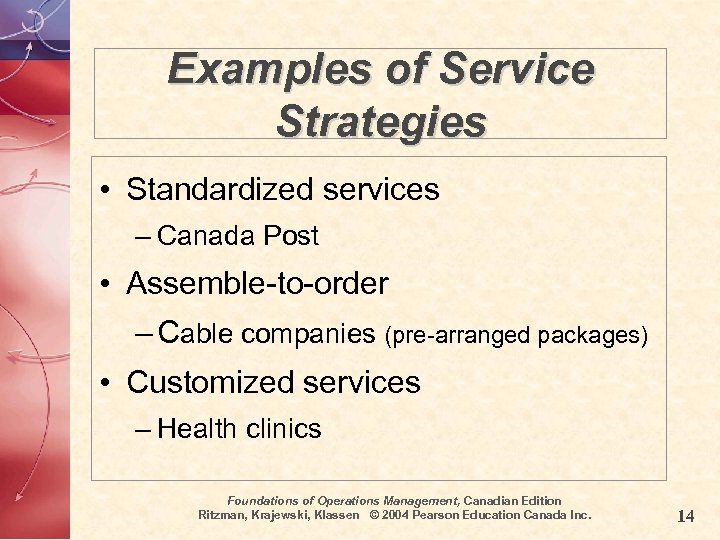 Examples of Service Strategies • Standardized services – Canada Post • Assemble-to-order – Cable