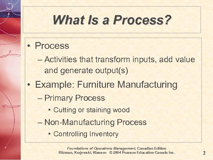 What Is a Process? • Process – Activities that transform inputs, add value and