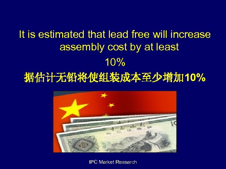 It is estimated that lead free will increase assembly cost by at least 10%