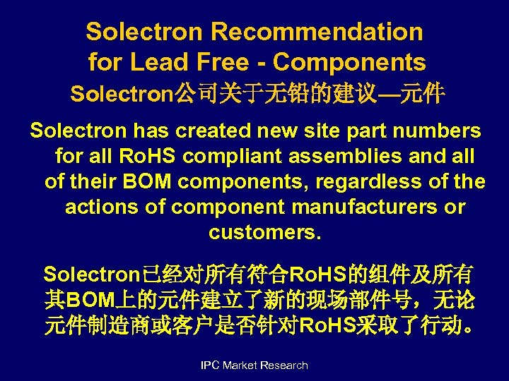 Solectron Recommendation for Lead Free - Components Solectron公司关于无铅的建议—元件 Solectron has created new site part