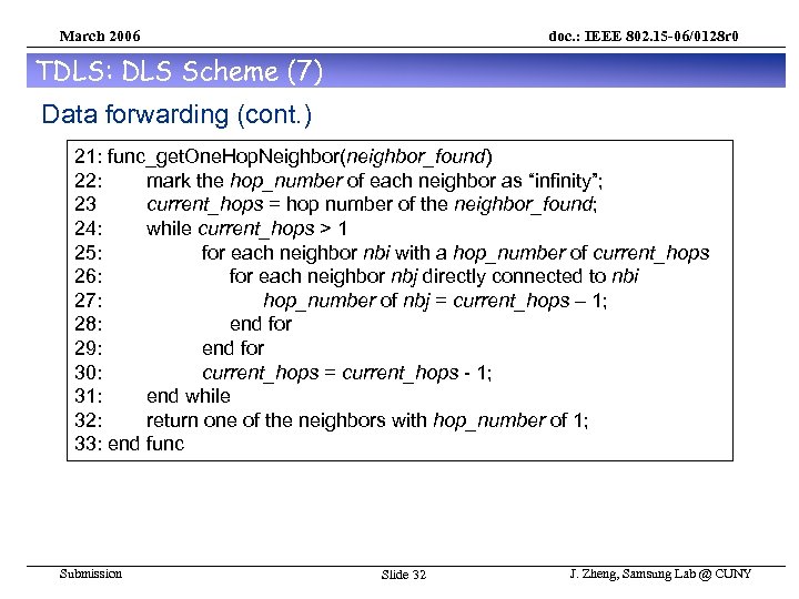 March 2006 doc. : IEEE 802. 15 -06/0128 r 0 TDLS: DLS Scheme (7)