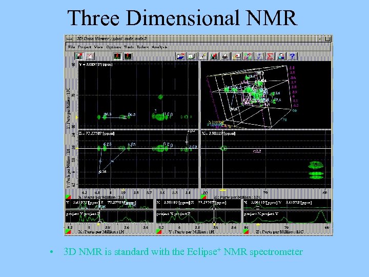 Three Dimensional NMR • 3 D NMR is standard with the Eclipse+ NMR spectrometer