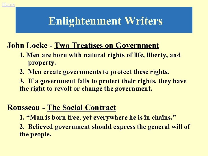 Home Enlightenment Writers John Locke - Two Treatises on Government 1. Men are born