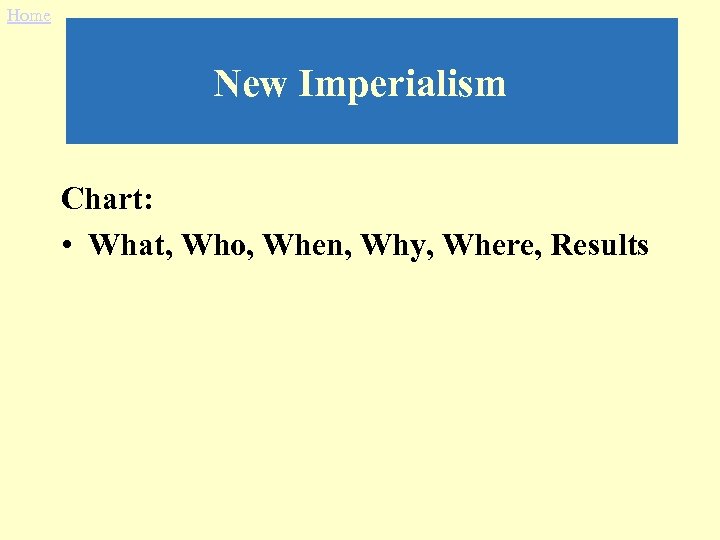 Home New Imperialism Chart: • What, Who, When, Why, Where, Results 