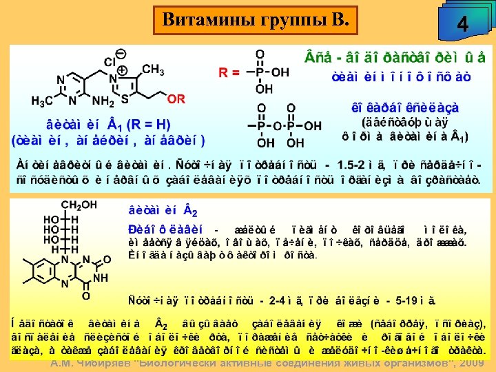 Витамины группы В. 4 А. М. Чибиряев "Биологически активные соединения живых организмов", 2009 