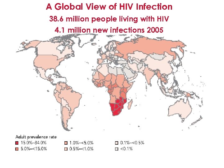 A Global View of HIV Infection 38. 6 million people living with HIV 4.