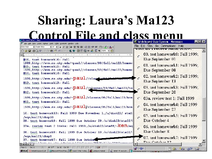 Sharing: Laura’s Ma 123 Control File and class menu 