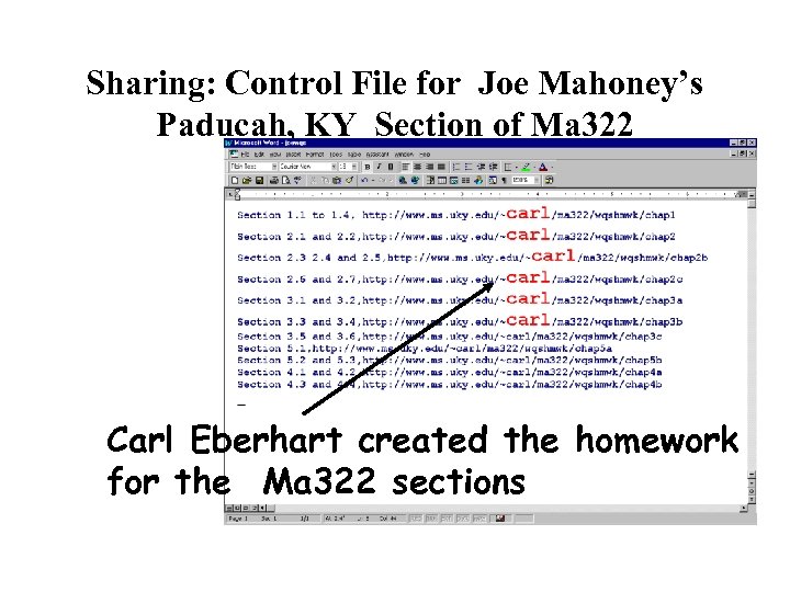 Sharing: Control File for Joe Mahoney’s Paducah, KY Section of Ma 322 Carl Eberhart