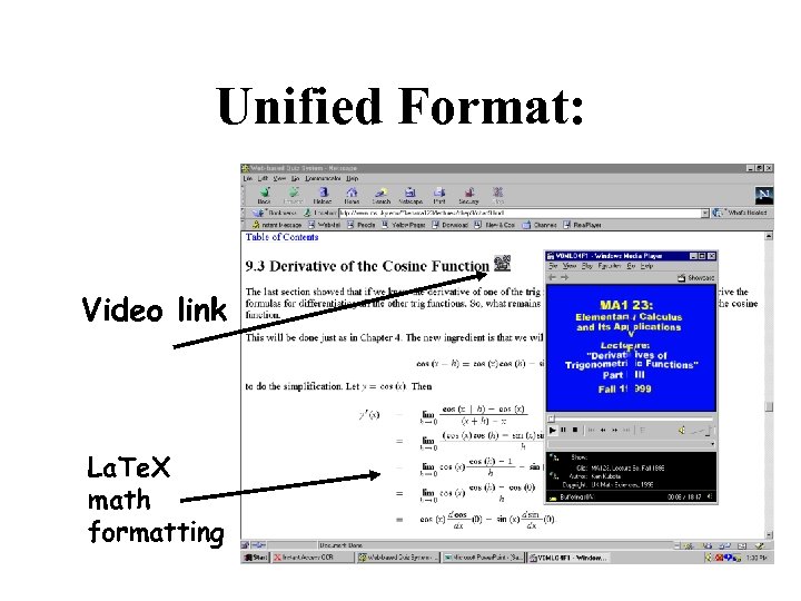 Unified Format: Video link La. Te. X math formatting 