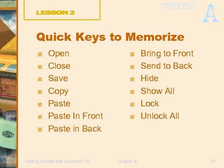 Quick Keys to Memorize Open Close Save Copy Paste In Front Paste in Back