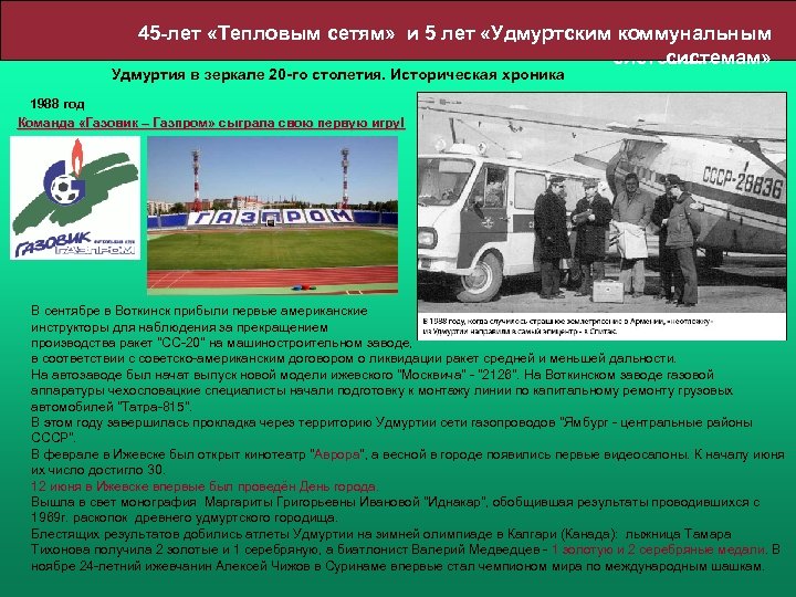 45 -лет «Тепловым сетям» и 5 лет «Удмуртским коммунальным системам» Удмуртия в зеркале 20