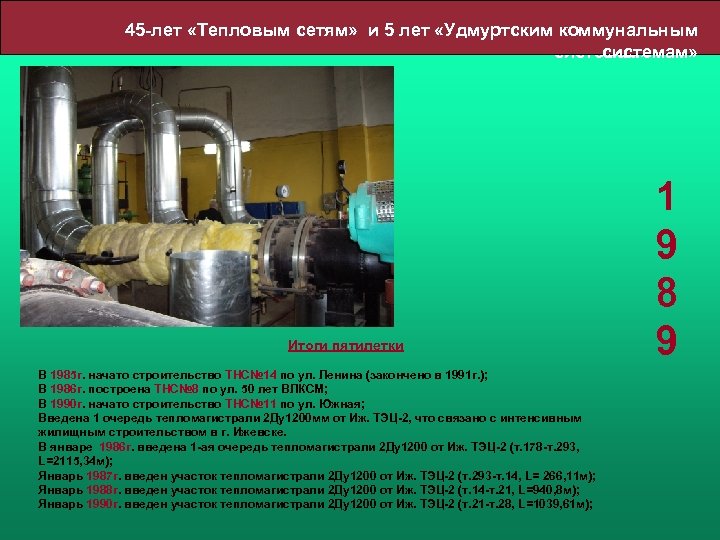 45 -лет «Тепловым сетям» и 5 лет «Удмуртским коммунальным системам» Итоги пятилетки В 1985