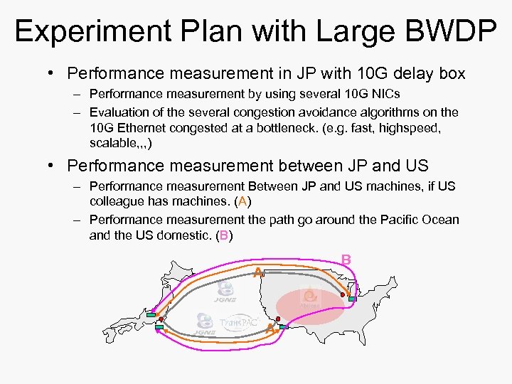 Experiment Plan with Large BWDP • Performance measurement in JP with 10 G delay