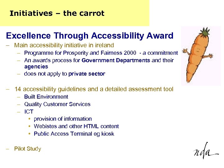Initiatives – the carrot Excellence Through Accessibility Award – Main accessibility initiative in ireland