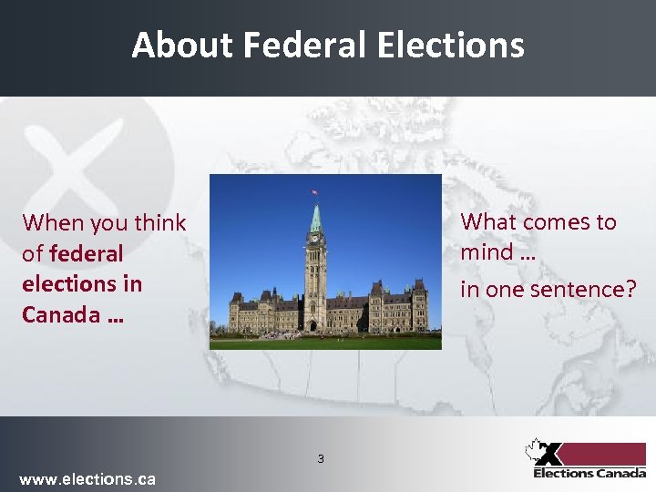 About Federal Elections What comes to mind … in one sentence? When you think
