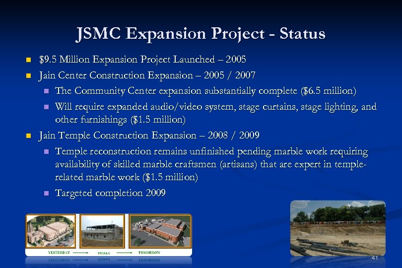 JSMC Expansion Project - Status n n n $9. 5 Million Expansion Project Launched