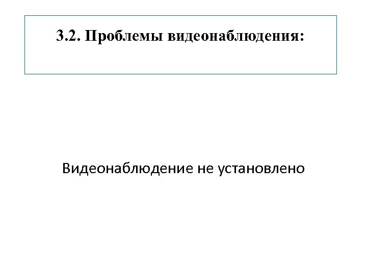 3. 2. Проблемы видеонаблюдения: Видеонаблюдение не установлено 