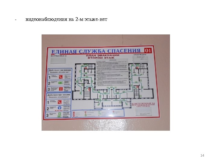 - видеонаблюдения на 2 -м этаже-нет 14 