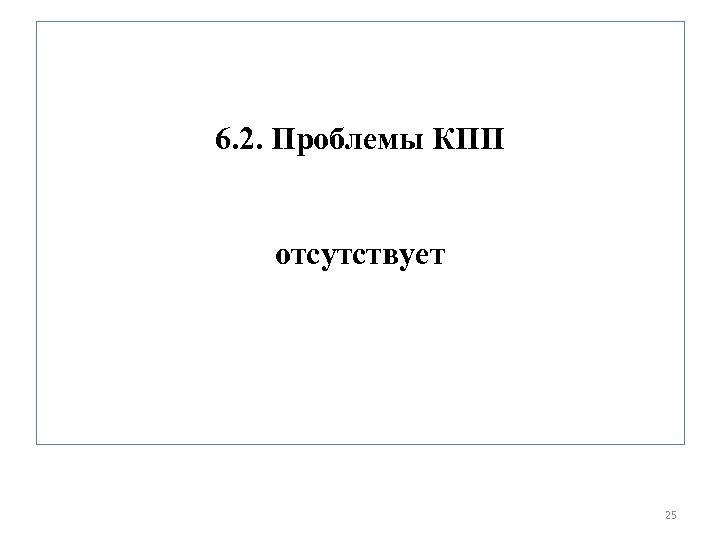 6. 2. Проблемы КПП отсутствует 25 