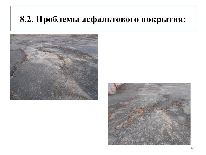 8. 2. Проблемы асфальтового покрытия: 32 