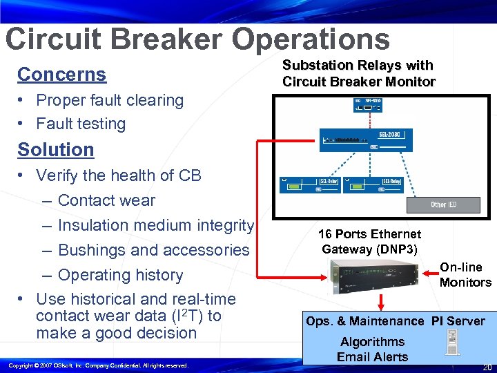 Circuit Breaker Operations Concerns Substation Relays with Circuit Breaker Monitor • Proper fault clearing