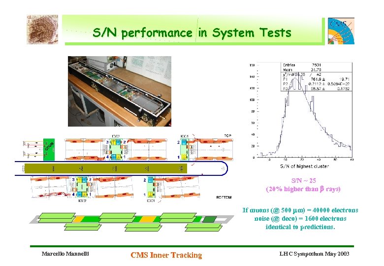 S/N performance in System Tests S/N ~ 25 (20% higher than b rays) If