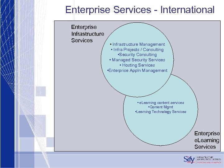 Enterprise Services - International Enterprise Infrastructure Services • Infrastructure Management • Infra Projects /