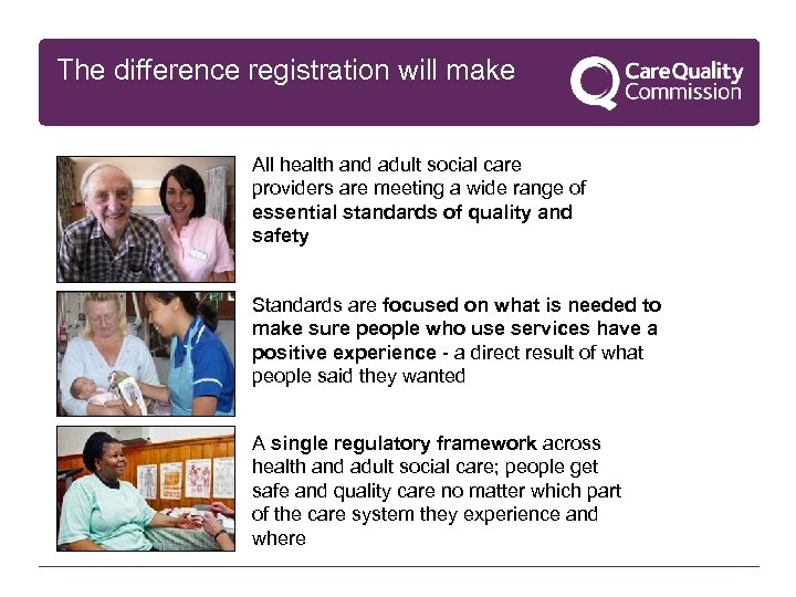 The difference registration will make All health and adult social care providers are meeting
