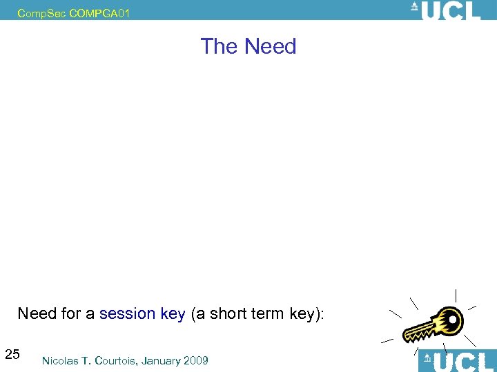 Comp. Sec COMPGA 01 The Need for a session key (a short term key):