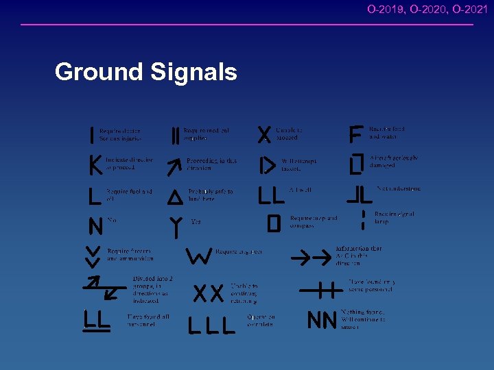 O-2019, O-2020, O-2021 Ground Signals 