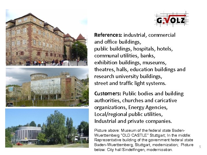 References: industrial, commercial and office buildings, public buildings, hospitals, hotels, communal utilities, banks, exhibition