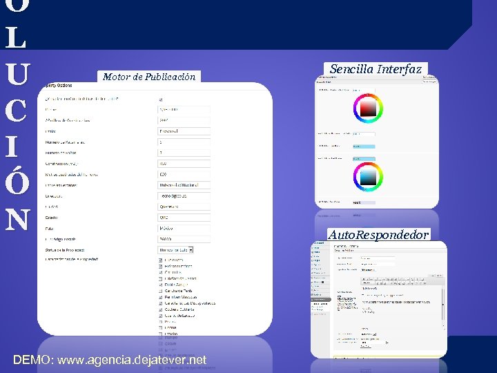 O L U C I Ó N Motor de Publicación DEMO: www. agencia. dejatever.