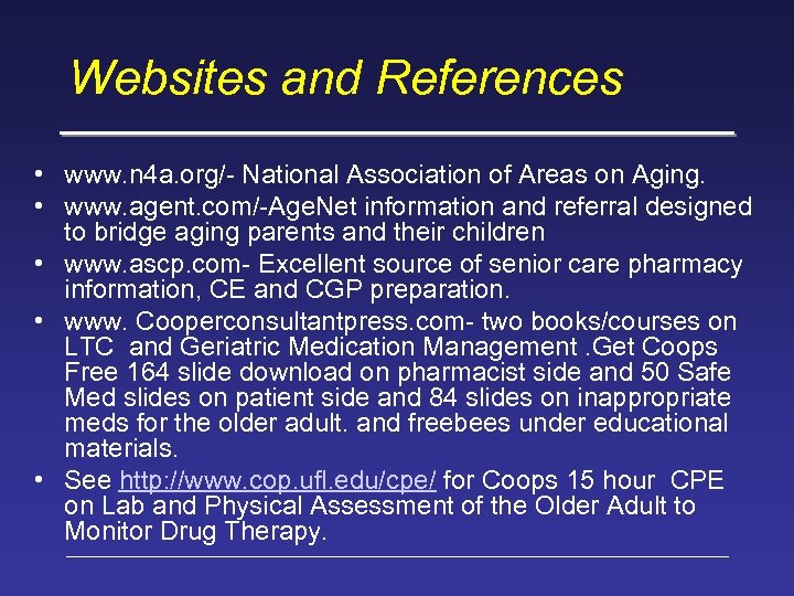 Websites and References • www. n 4 a. org/- National Association of Areas on