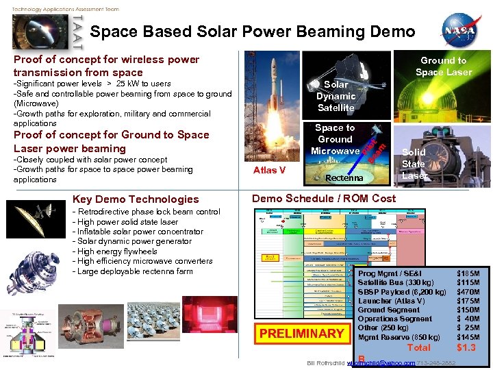 Space Based Solar Power Beaming Demo Proof of concept for wireless power transmission from