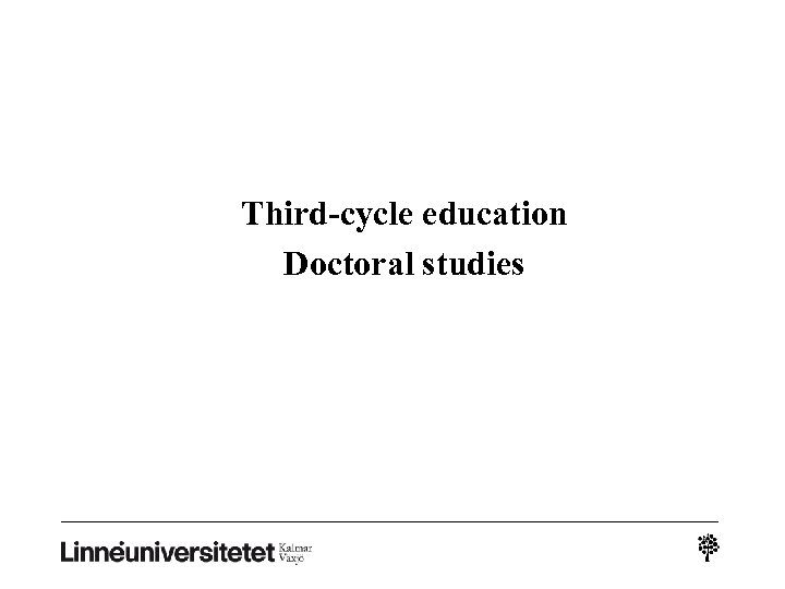 Third-cycle education Doctoral studies 