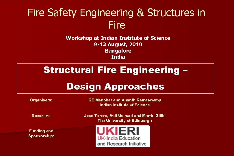 Fire Safety Engineering Structures in Fire