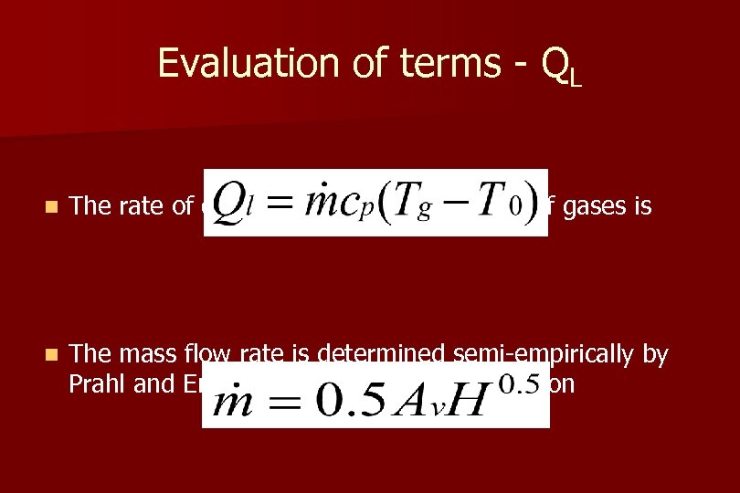 Evaluation of terms - QL n The rate of energy loss due to exchange