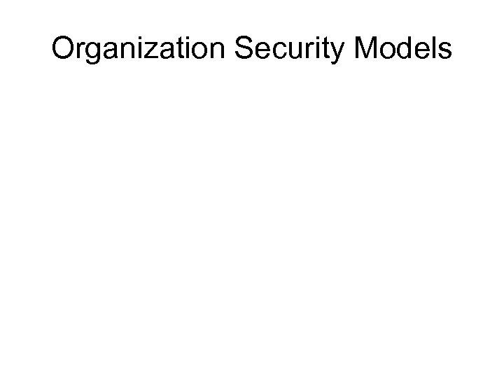 Organization Security Models 