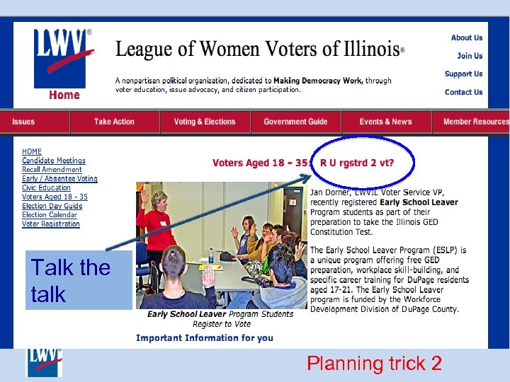 Talk the talk Planning trick 2 