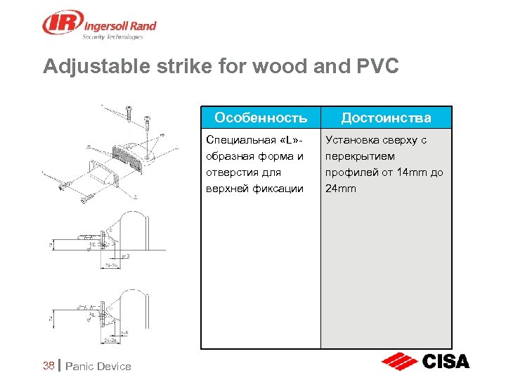 Adjustable strike for wood and PVC Особенность Специальная «L» образная форма и отверстия для