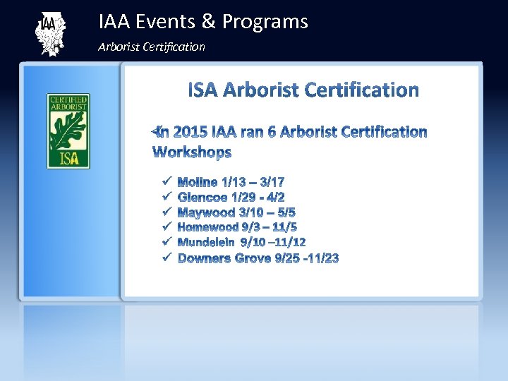 IAA Events & Programs Arborist Certification Our agenda is formatted so every board member