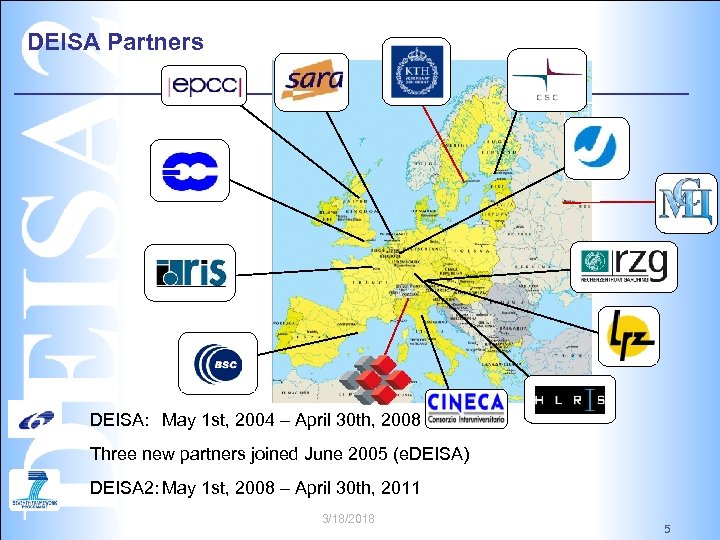 DEISA Partners DEISA: May 1 st, 2004 – April 30 th, 2008 Three new
