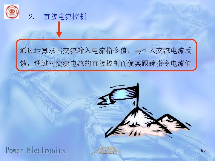 2. 直接电流控制 通过运算求出交流输入电流指令值，再引入交流电流反 馈，通过对交流电流的直接控制而使其跟踪指令电流值 85 