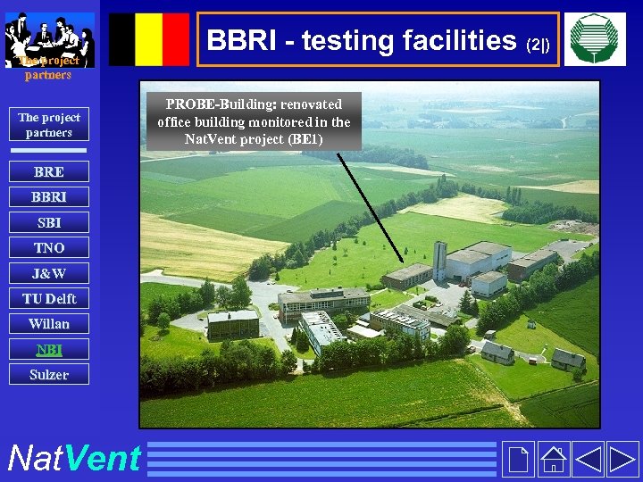 The project partners BRE BBRI SBI TNO J&W TU Delft Willan NBI Sulzer Nat.