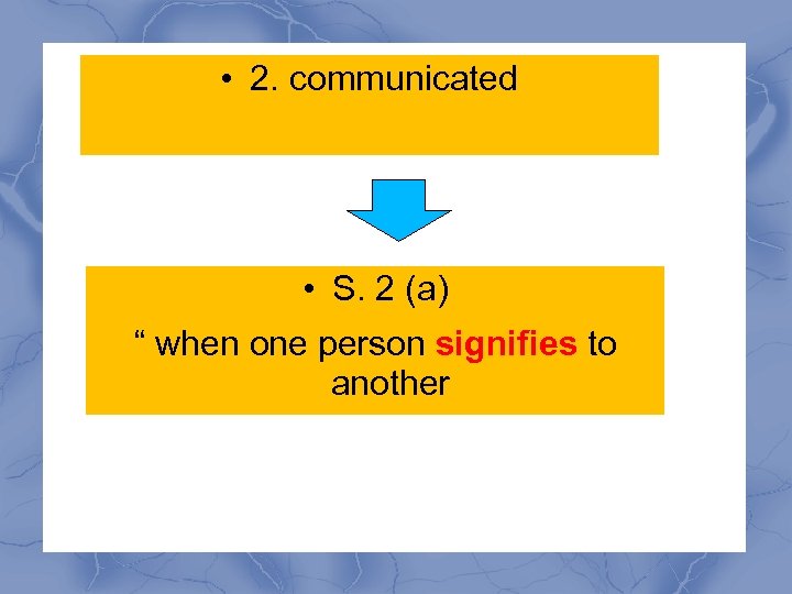  • 2. communicated • S. 2 (a) “ when one person signifies to