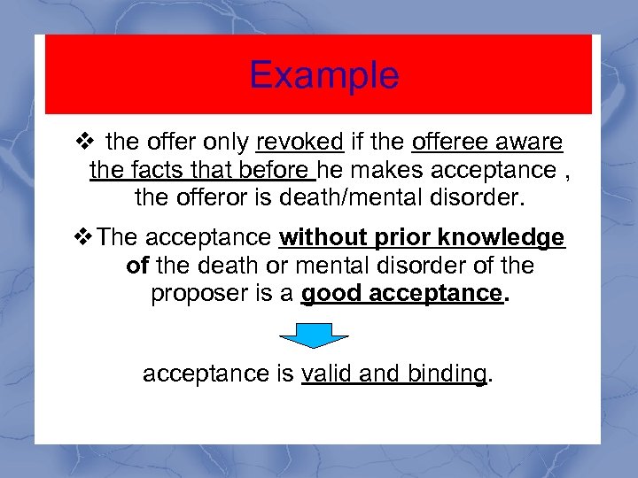 Example v the offer only revoked if the offeree aware the facts that before